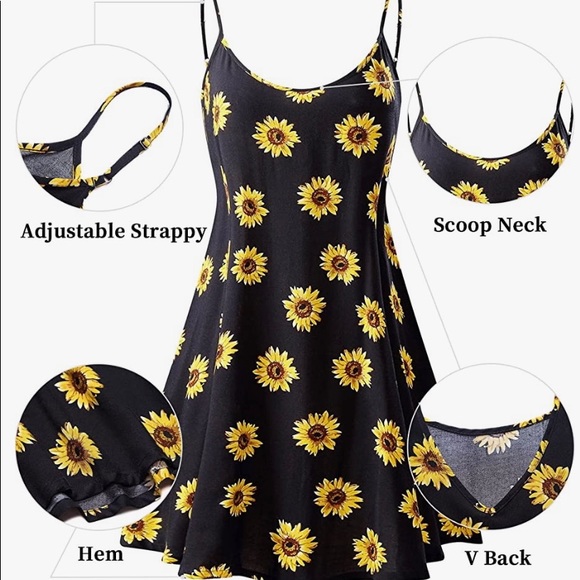 Women's Sleeveless Adjustable Strappy Summer Beach Swing Dress - Picture 2 of 3